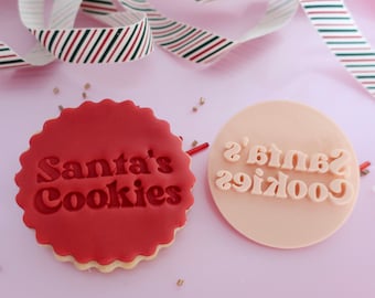 Santa's Cookies  Fondant Embosser / Stamp - Christmas Decoration, Holiday Baking