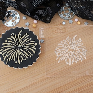Feuerwerk - Fondant Relief Prägestempel für Kekse, Cupcakes und Kuchendekoration - Neujahr, Diwali, Feier, Brautschmuck, Geburtstag