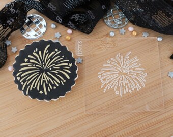 Fireworks - Fondant Deboss Raised Embosser Stamp for cookies, cupcakes and Cake Decorating - New Year, Diwali, Celebration, Bridal, Birthday
