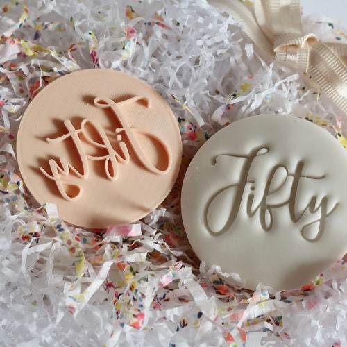 Fifty Birthday Fondant Embosser / Stamp Cookies & Cupcakes Etsy UK