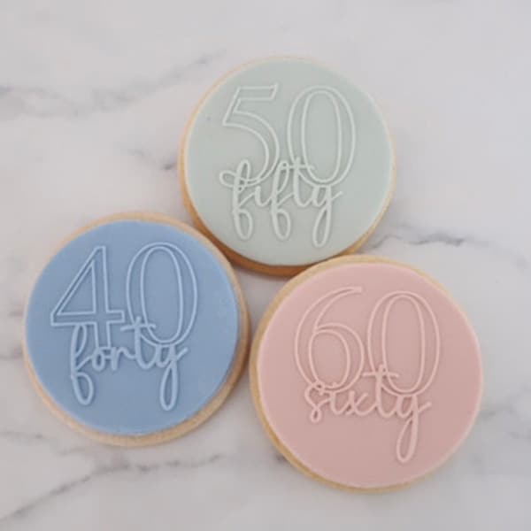 Birthday Milestones - Fondant Embosser - Party, Birthday, Reverse Embosser, Cookie Debosser, Fondant Debosser, Celebration, Age Milestones