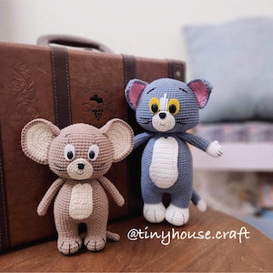 Tom & Jerry crochet / cartoon crochet / cat crochet / mouse crochet / handmade finish toys / Christmas gift / birthday gift