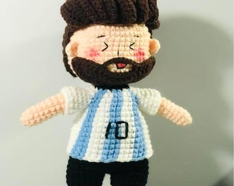Lionel Messi Crochet Doll: Barcelona Soccer Plush Toy