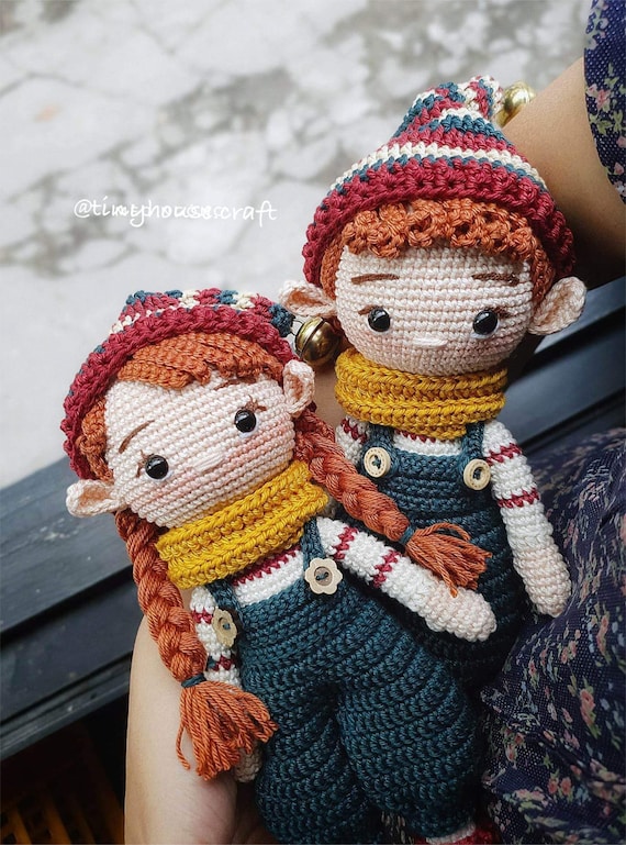 Crochet Christmas Elf Amigurumi, Handmade Holiday Doll