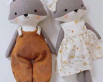The Fox cloth doll, Fox doll, Fox cloth toy, Handmade doll, Soft toy, Cloth doll, Stuffed animals doll, Sewing toy, Gift for baby.
