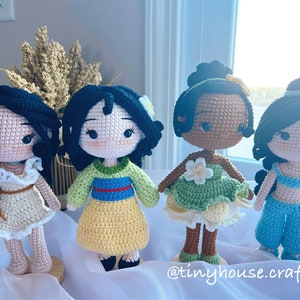 Princess Crochet Doll - Amigurumi Princess Dolls, Princess Gift Toy, Handmade Plush, Jasmine, Mulan, Tiana, Pocahontas