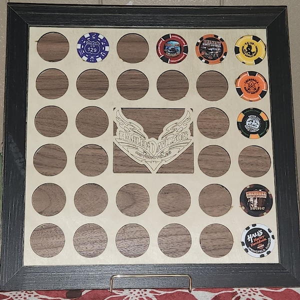 Harley Davidson Scored Wings Poker chip display template (for Laser Cutter)