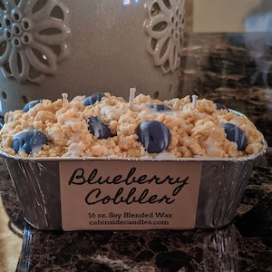Blueberry Candle... Blueberry Cobbler Dessert Mini Loaf Pan Candle 16 oz.