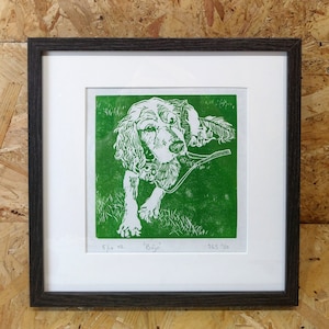 Bojo: Limited edition handprinted lino print, unframed