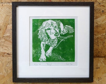 Bojo: Limited edition handprinted lino print, unframed