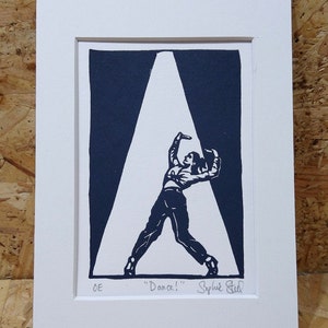 Dance!: handprinted lino print, unframed