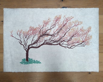 Cornish Hawthorn: Stunning hand carved and burnished lino print.