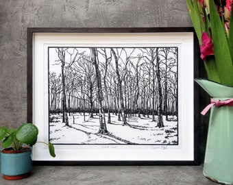 Bostall Woods - Lino print