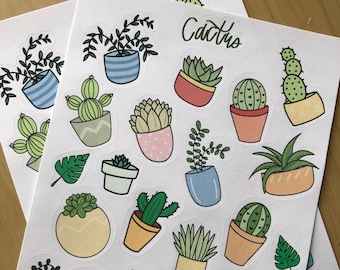 Stickersheet- Cactus | bullet journal stickers, planner stickers, scrapbook stickers, journal stickers, cactus stickers