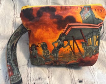 Zombie Drive in Wristlet, clutch bag, handbag, pouch Halloween horror