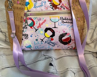Gorgeous Adults Drunken Princess inspired sunshine crossbody bag glitter cork