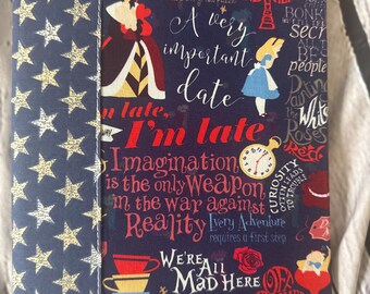 Alice in wonderland book cover for composition books. School office changeable