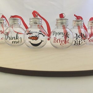 2 oz Booze Balls, Alcohol baubles, Holiday Drinks, Drinking Christmas Ornaments Set, Refillable Booze Ornament, Mini Shooter Ornament