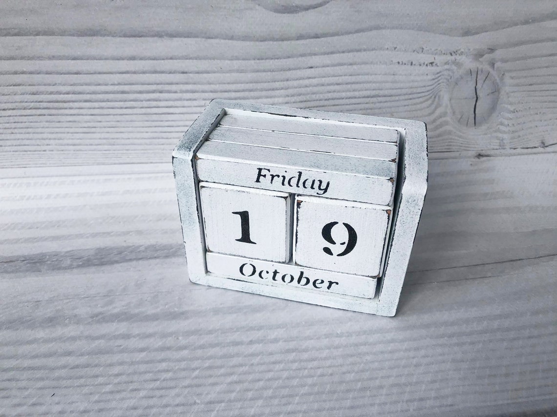 Perpetual Wooden Block Calendar Desk Calendar for the Office Etsy