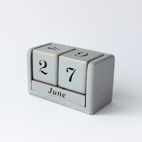 Perpetual Wooden Block Calendar Desk Calendar for the Office Etsy