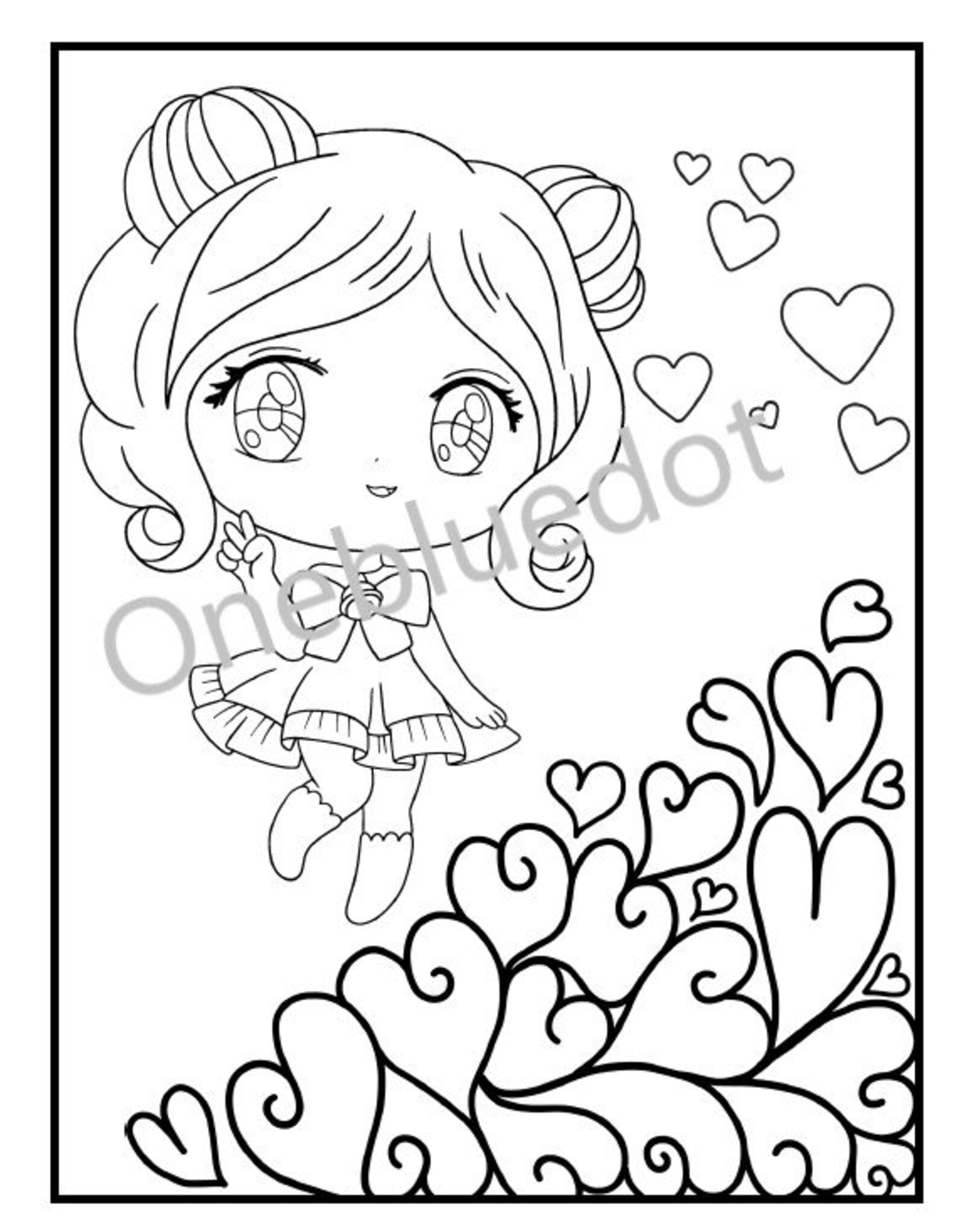 Kawaii Girls Coloring Pages Printables | Etsy