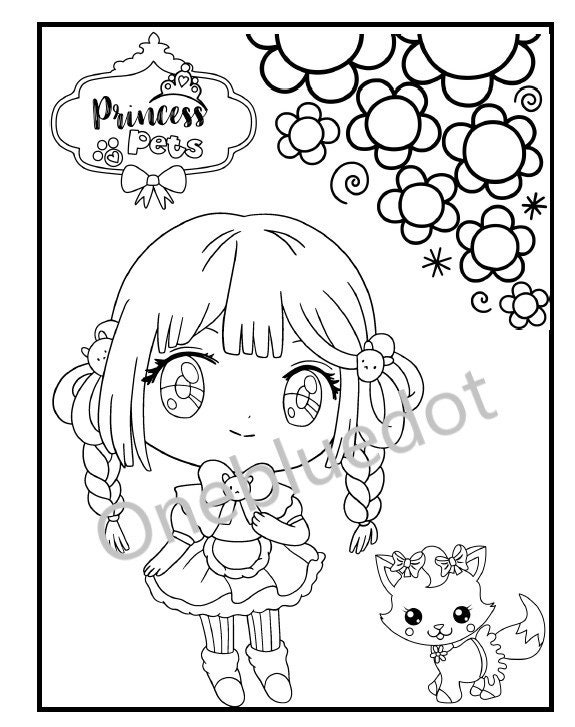 Kawaii Girls Coloring Pages Printables | Etsy