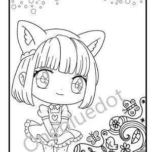 Kawaii Girls Coloring Pages Printables | Etsy
