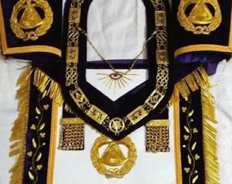 Lot Of 5 Past Master GOLD Plated Chain Collars Masonic Collar DMR-200GB