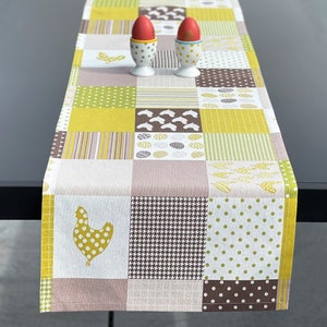 Tischläufer &quot;Ostern&quot; Frühling / Sommer / Leinenlook / Tischdeko / Tischset mit Hühnern und Eiern