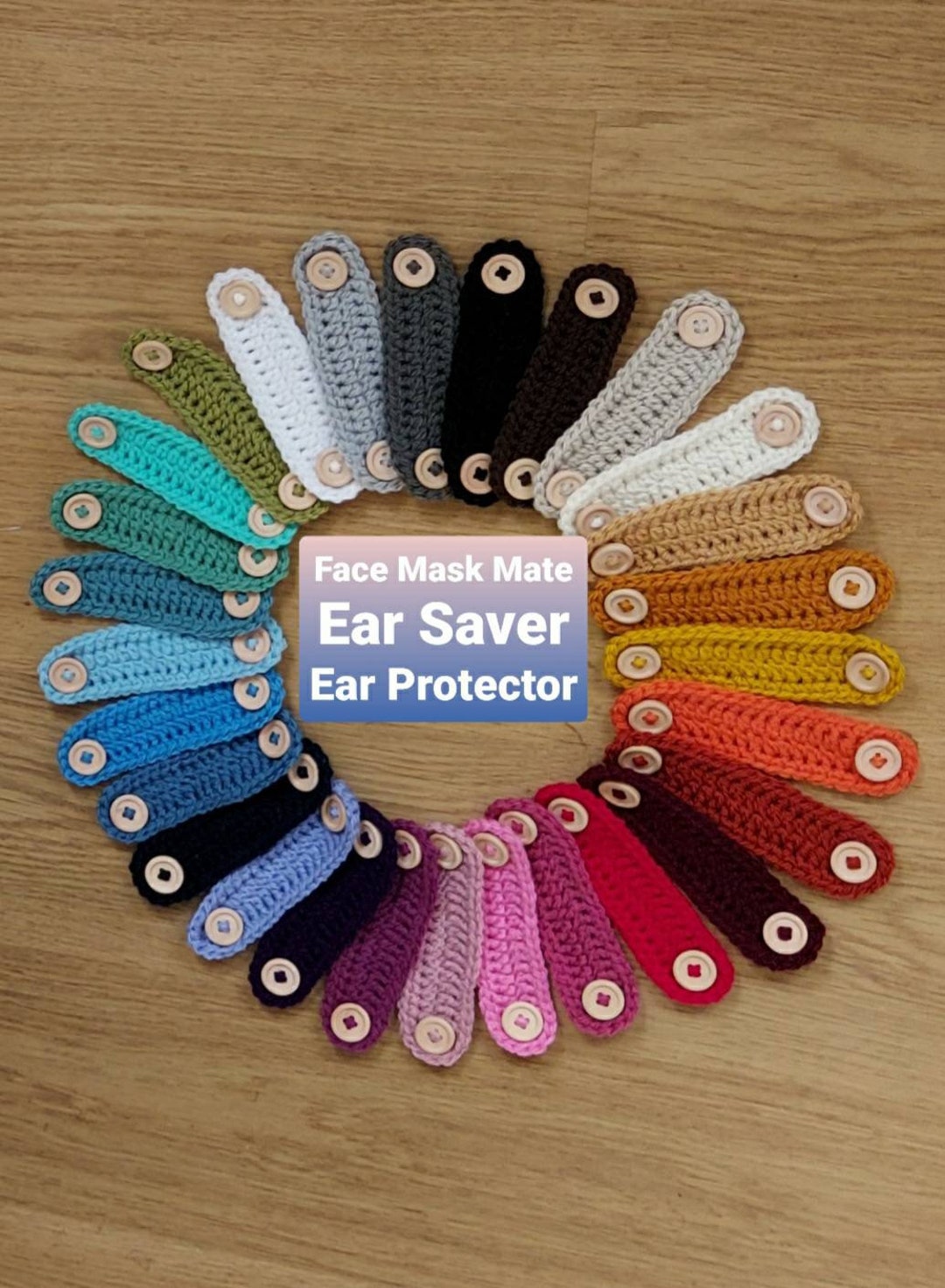 1 X Face Mask Mates, Ear Savers, Ear Protectors, Handmade Crocheted Buttons Strap Mask Extender