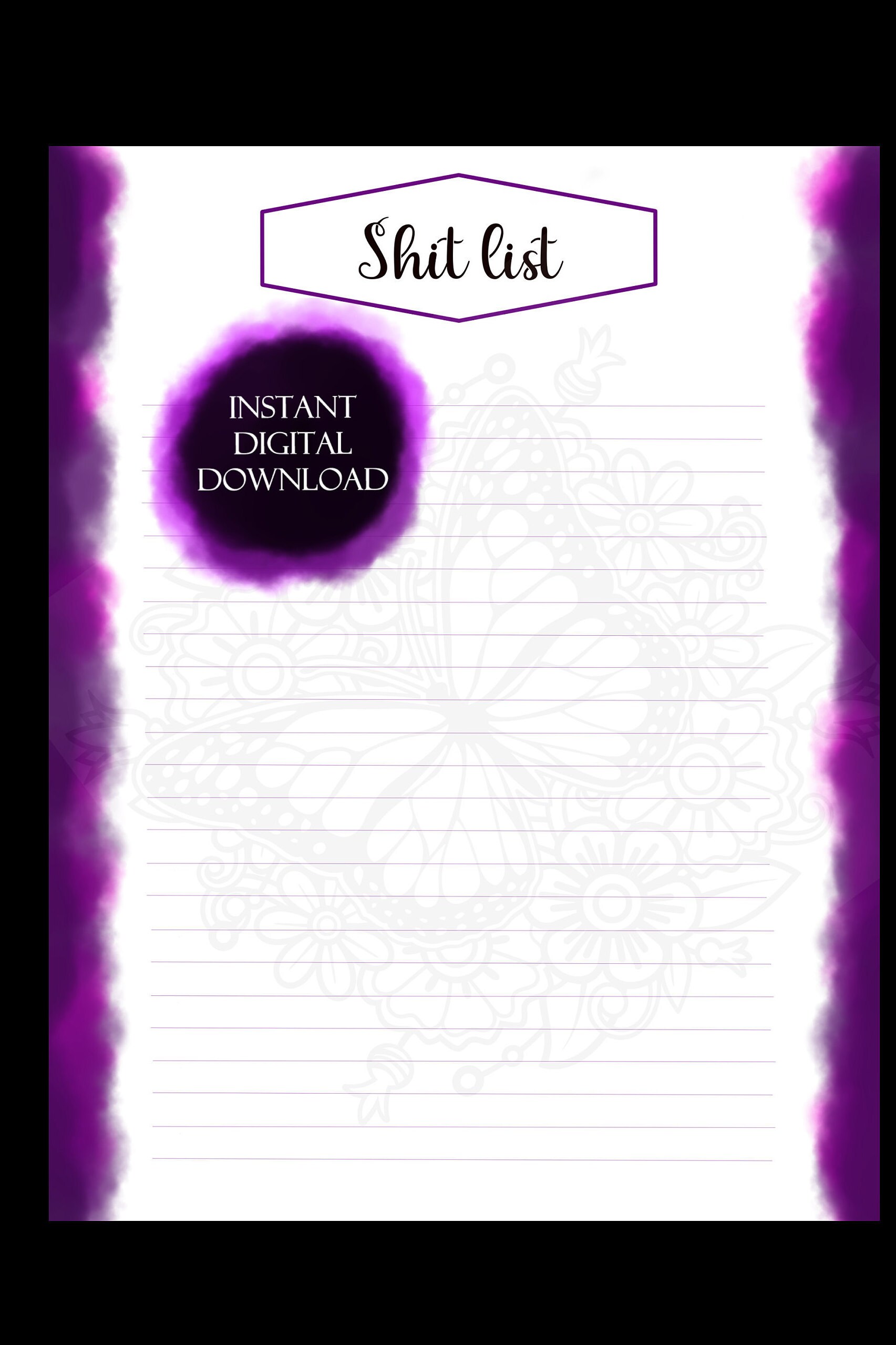 Shit List Digital Download Funny to Do List to Do List - Etsy UK