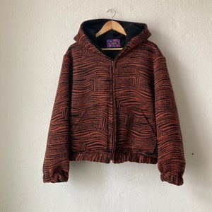 Winter jacket, fleece jacket, hoodie, hooded jacket, rust red zebra print, unique item, sizes 38, 40, 42 image 9