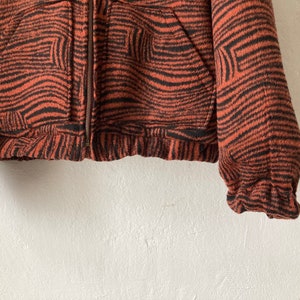 Winter jacket, fleece jacket, hoodie, hooded jacket, rust red zebra print, unique item, sizes 38, 40, 42 image 10
