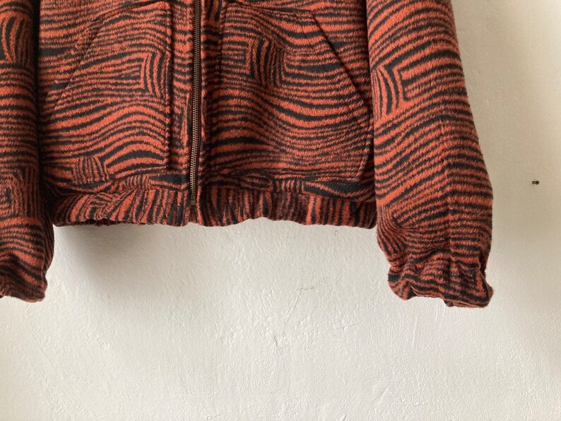 Winter jacket, fleece jacket, hoodie, hooded jacket, rust red zebra print, unique item, sizes 38, 40, 42 image 10