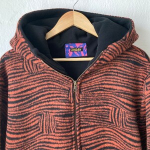 Winter jacket, fleece jacket, hoodie, hooded jacket, rust red zebra print, unique item, sizes 38, 40, 42 image 8
