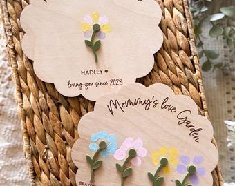 DIY Fingerprint Magnet | Flower Paint Craft | Mother's Day Sign | Father’s Day Sign | Gifts For Mom | Kids Craft Keepsake | Fridge Magnet