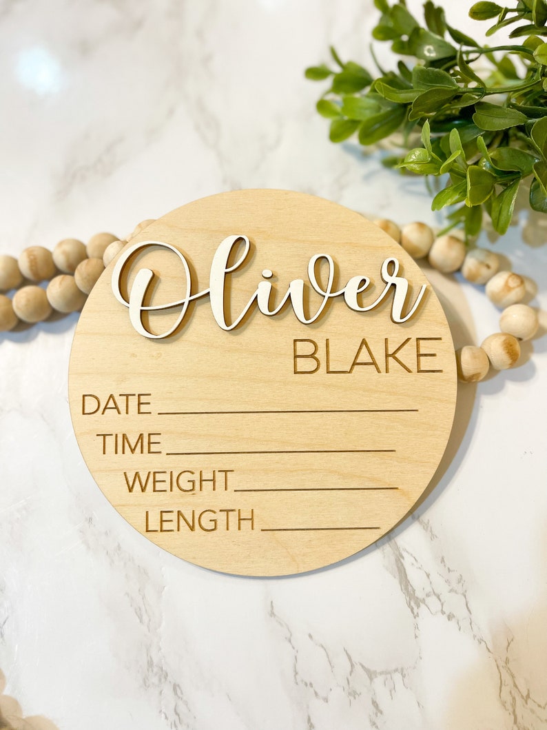 Baby Announcement Sign With Birth Stats | Wood Sign for Name Reveal ...