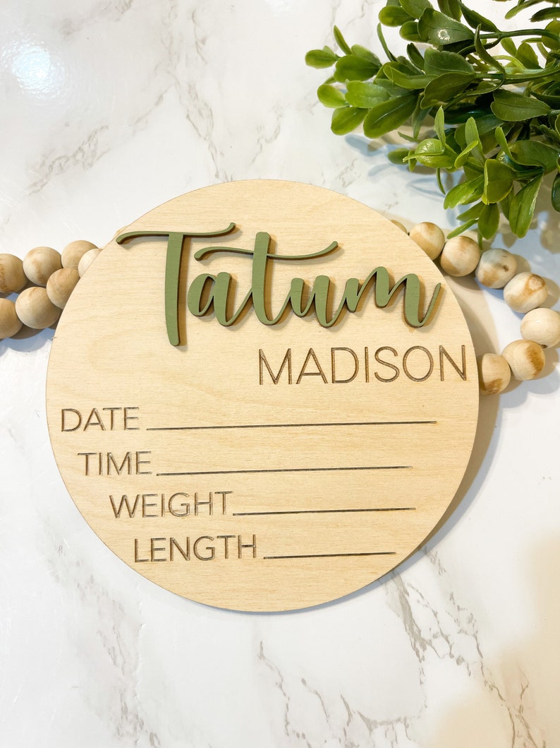 Baby Announcement Sign With Birth Stats | Wood Sign for Name Reveal ...