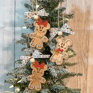 Gingerbread Mickey & Minnie Christmas Ornament | Personalized Mickey Ornament | Personalized Kids Ornament