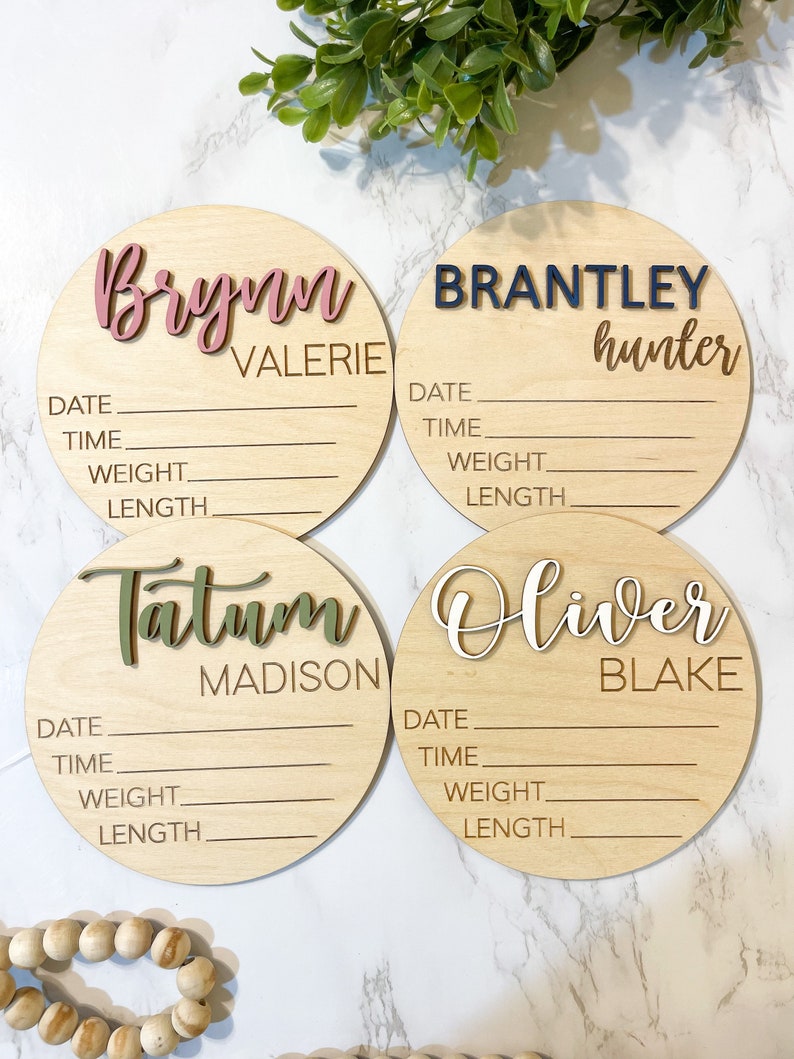 Baby Announcement Sign With Birth Stats | Wood Sign for Name Reveal ...