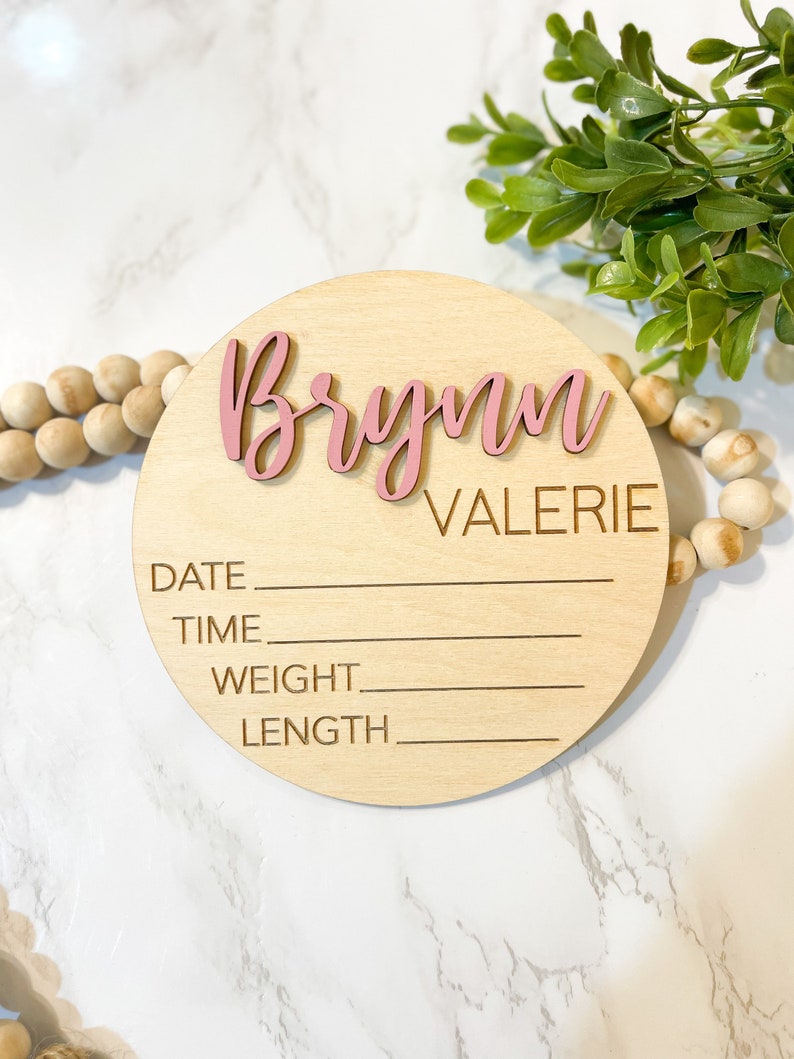 Baby Announcement Sign With Birth Stats | Wood Sign for Name Reveal ...