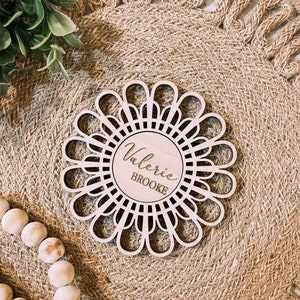 Personalized Flower Rattan name sign | Boho Nursery Decor | Baby Announcement Sign | Wicker Name Sign  | Custom baby gift