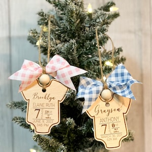 Baby Christmas Ornament - Baby's First Christmas - Birth Stat Ornament - Baby Shower Gift