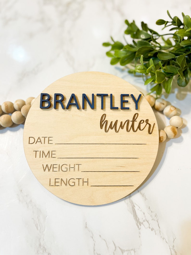 Baby Announcement Sign With Birth Stats | Wood Sign for Name Reveal ...