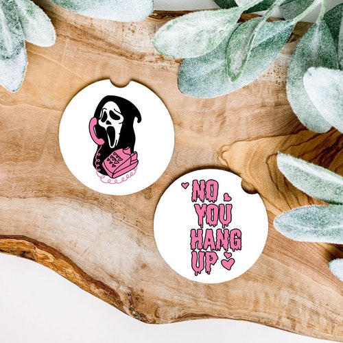 Set of 2 Ghostface Car Coasters Halloween Car Coasters Car Etsy