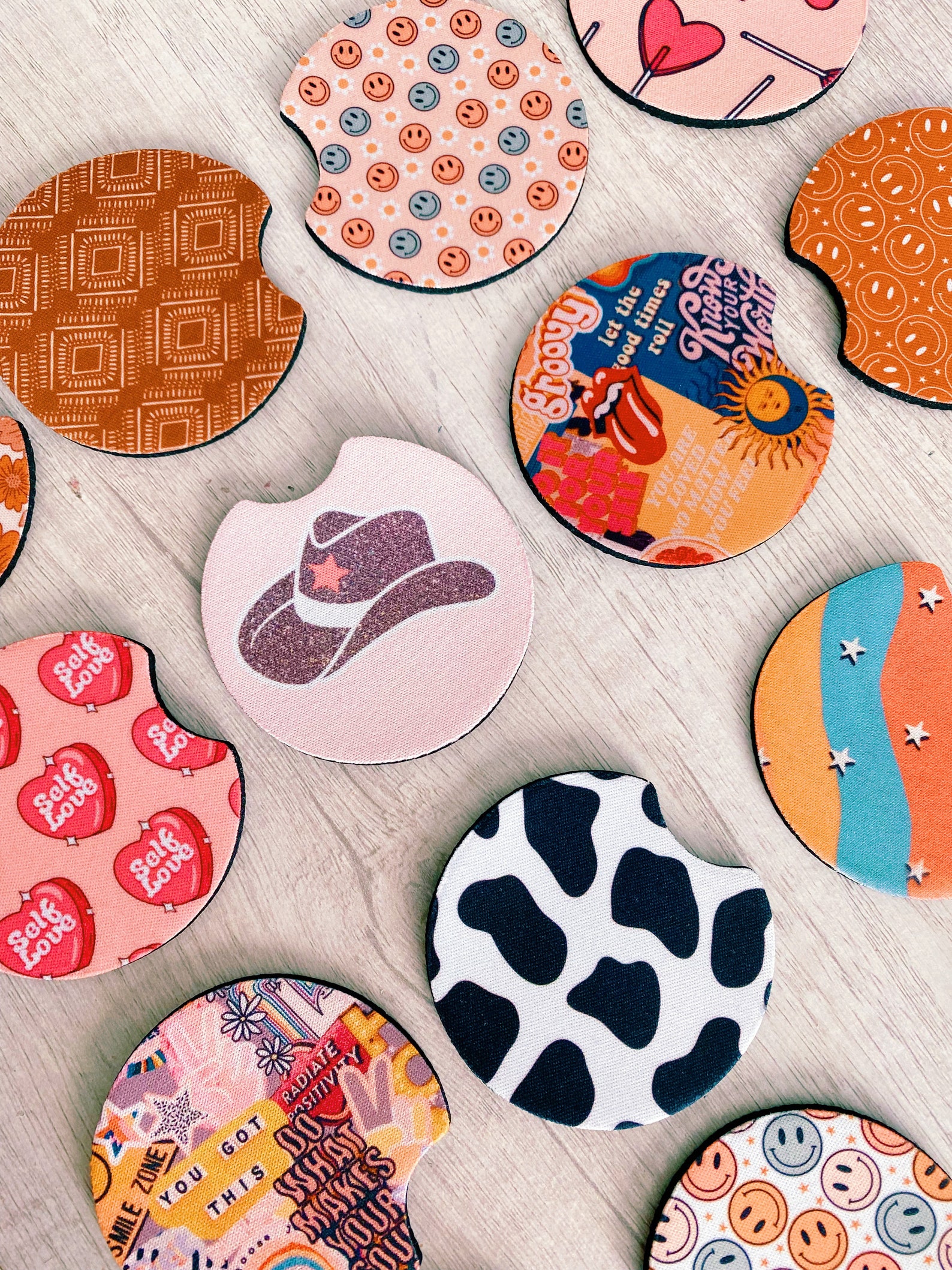 Cute Car Coasters Retro Car Coasters Preppy Car Coasters Etsy