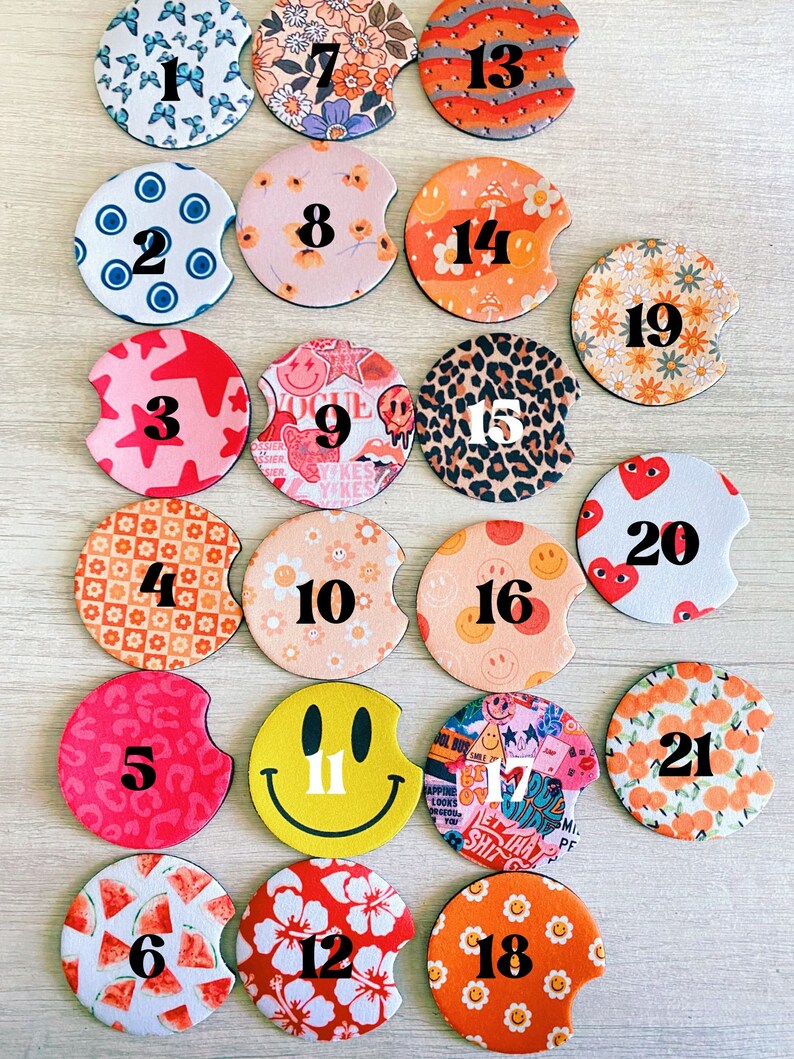 Cute Car Coasters Retro Car Coasters Preppy Car Coasters Etsy