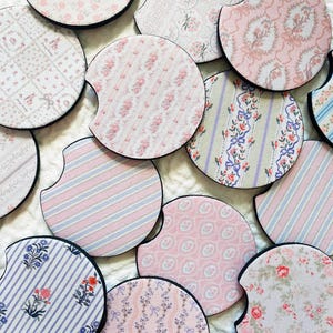 Cute Car Coasters, Cottagecore Car Coasters, Cute Car Accessories, Car Gift, Birthday Gift for Women, Cup Holder Coasters, Pink Car Coasters