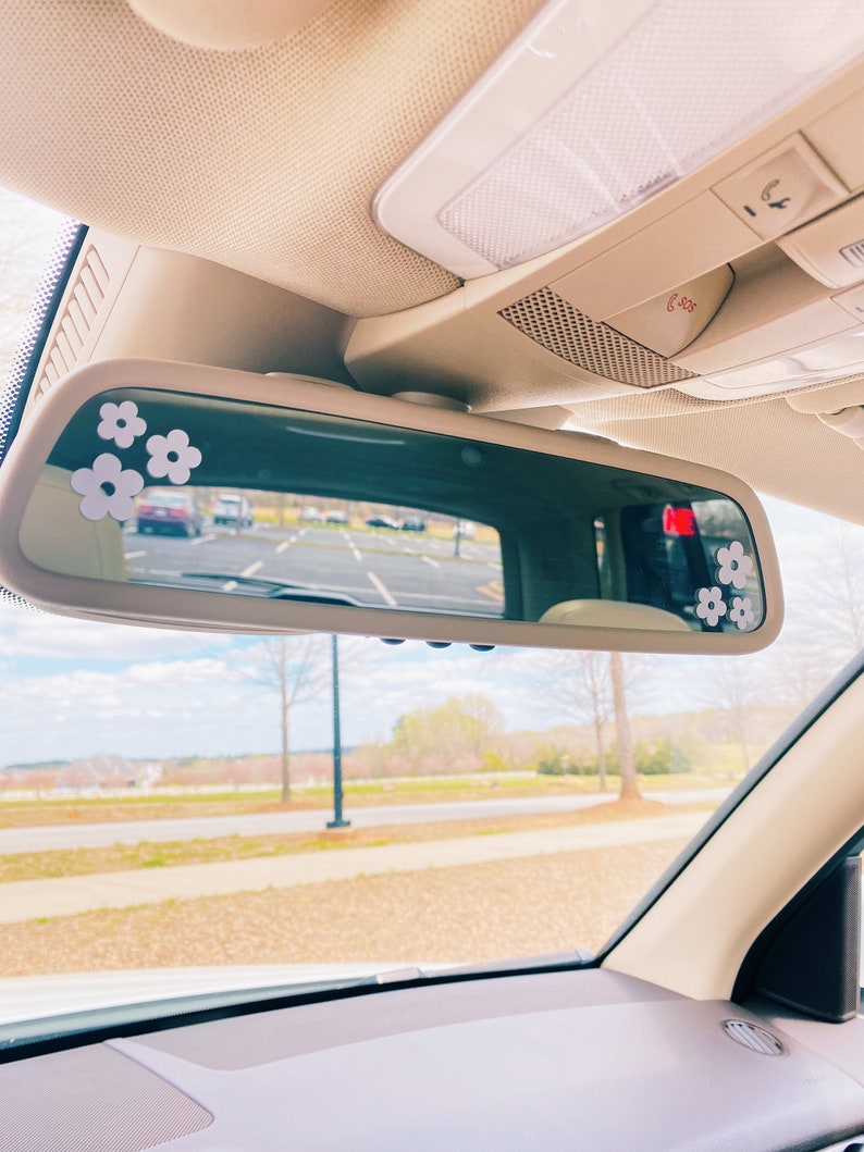 Car Decal, aesthetic flower decal, rear view mirror sticker, minimalistic, car window sticker, laptop decal, Trendy, car accessories 