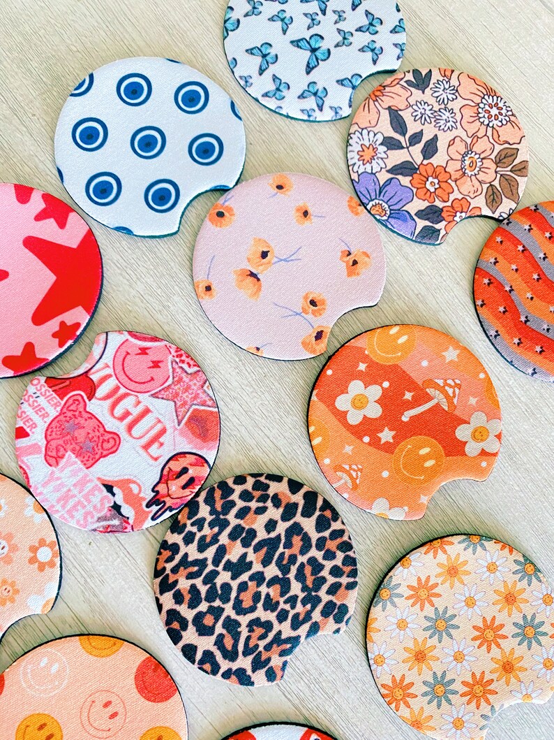 Cute Car Coasters Retro Car Coasters Preppy Car Coasters Etsy